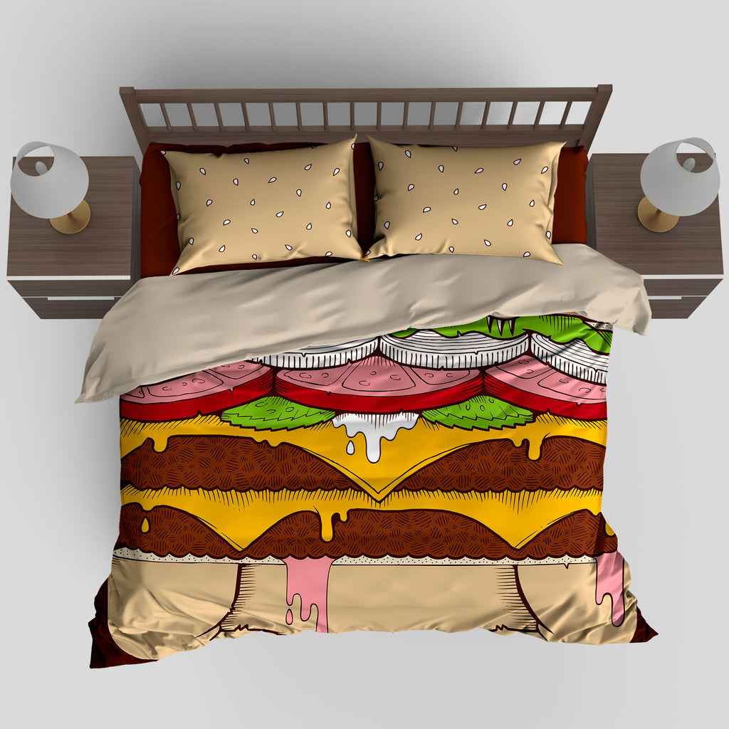 MWW - Burger Bear Duvet Cover by Jeremy Fish