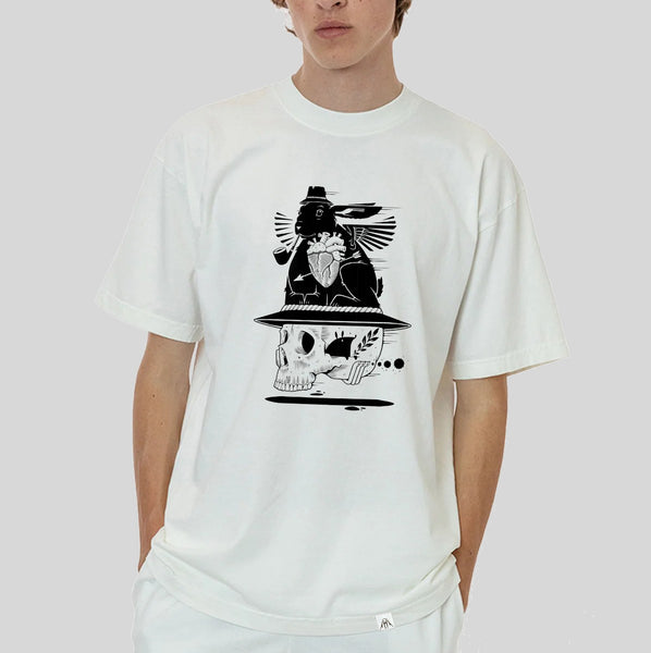 Upper Playground - Lux - HEARTFELT HAT OFF-WHITE UNISEX TEE BY JEREMY FISH