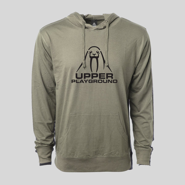 strikeforce - STENCIL LOGO OLIVE/BLACK LIGHTWEIGHT HOODIE