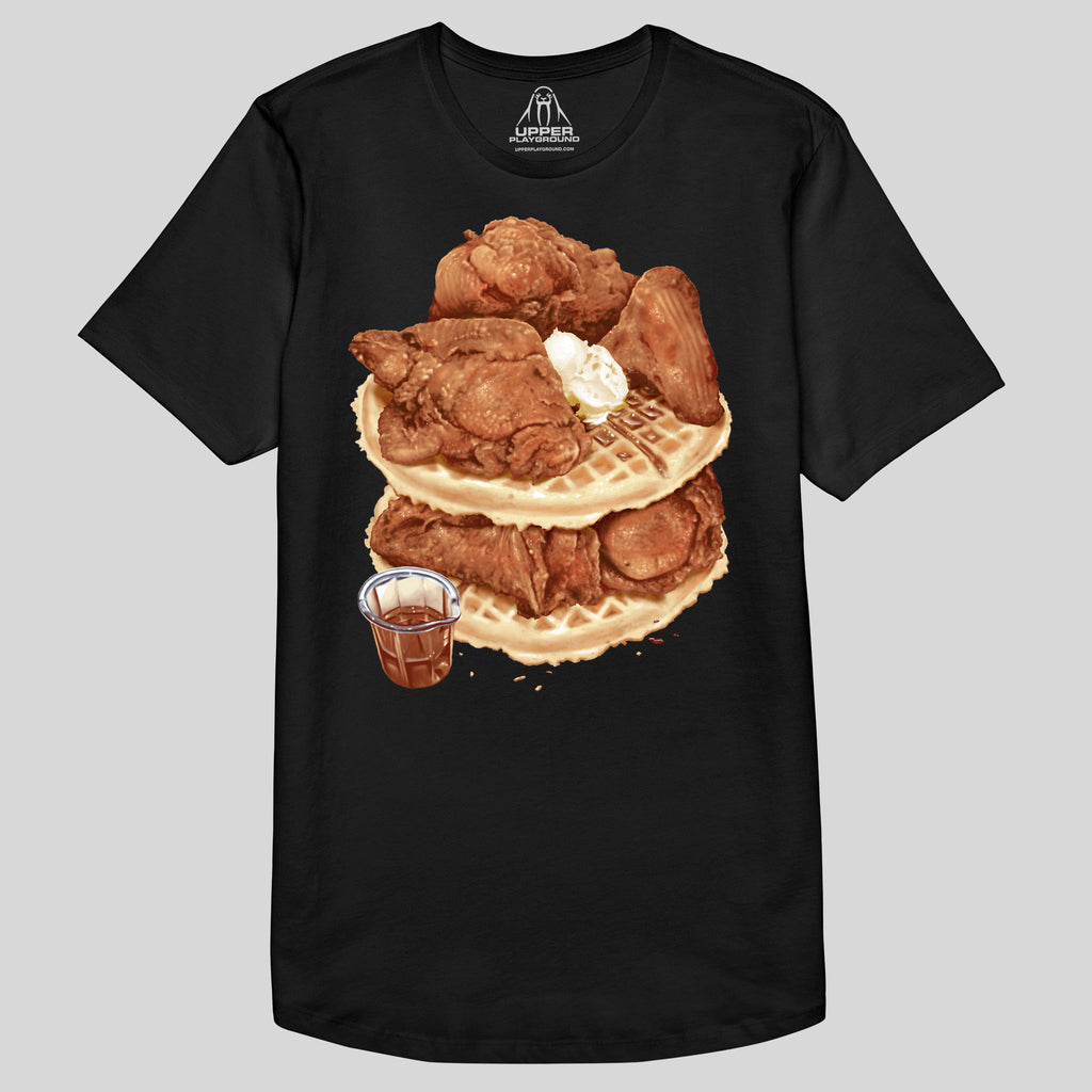 strikeforce - CHICKEN AND WAFFLES MEN'S LONG BODY TEE