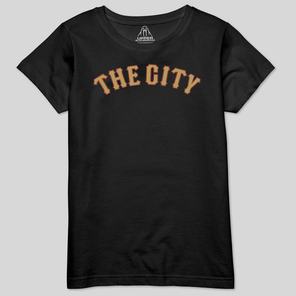 strikeforce - THE CITY IN RED & GOLD -  WOMEN'S CREW TEE