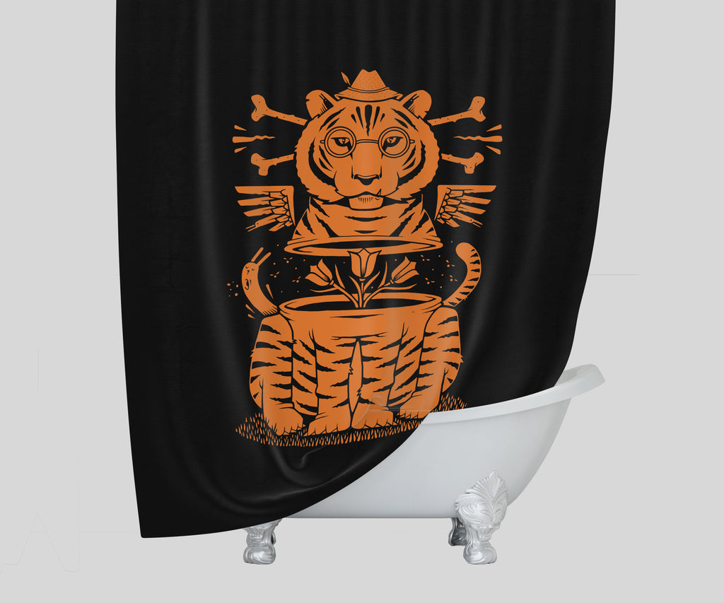 MWW - TOUGH TIMES TIGER SHOWER CURTAIN