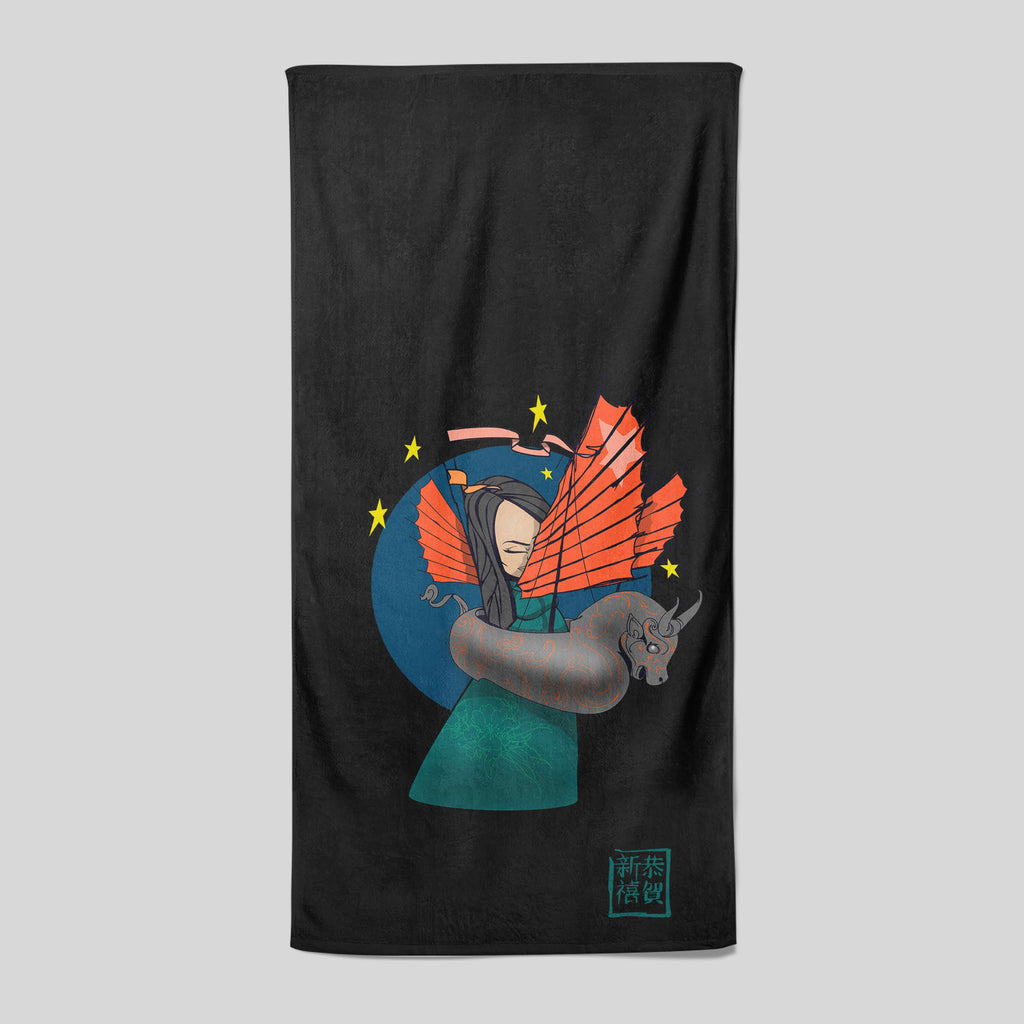 MWW - Lady and the Ox Beach Towel