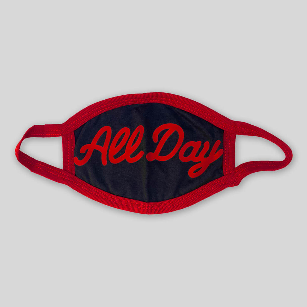 Upper Playground - Lux - ALL DAY IN BLACK/RED 2 PLY COTTON FACE MASK