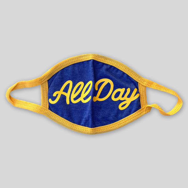 Upper Playground - Lux - ALL DAY IN ROYAL/GOLD 2 PLY COTTON FACE MASK