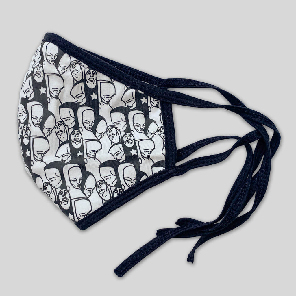 Upper Playground - Lux - FACES COTTON TIE BACK FACE MASK