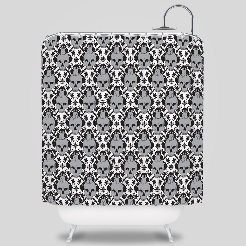 MWW - Skull Bunny Shower Curtain by Jeremy Fish