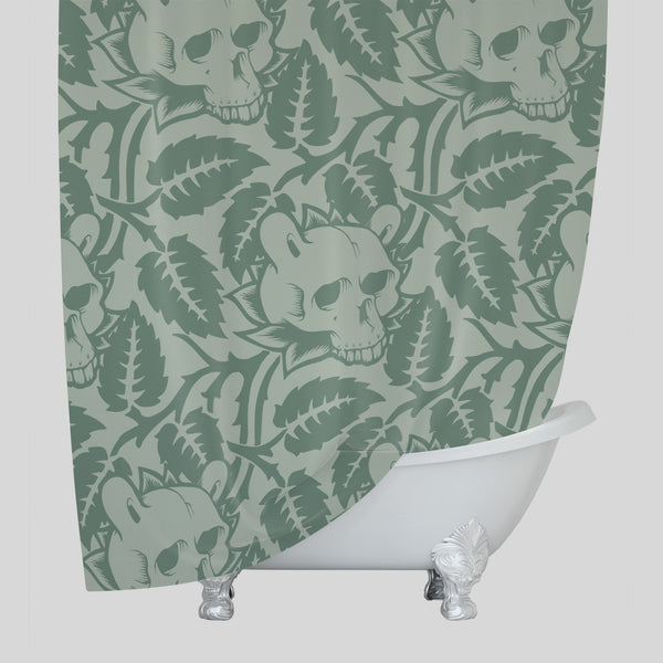 MWW - Skull Leaves Shower Curtain by Jeremy Fish